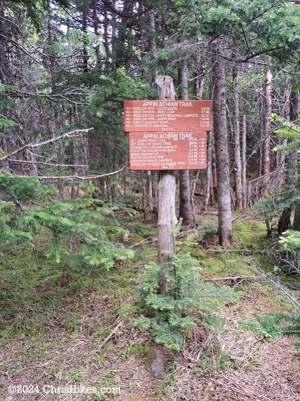 Appalachian Trail signs mounted on post in the woods