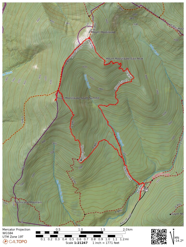 topographic map of hike