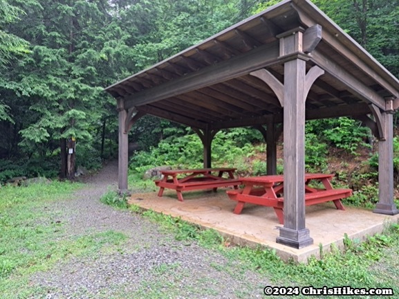 photograph of pavilion covering picnic tables